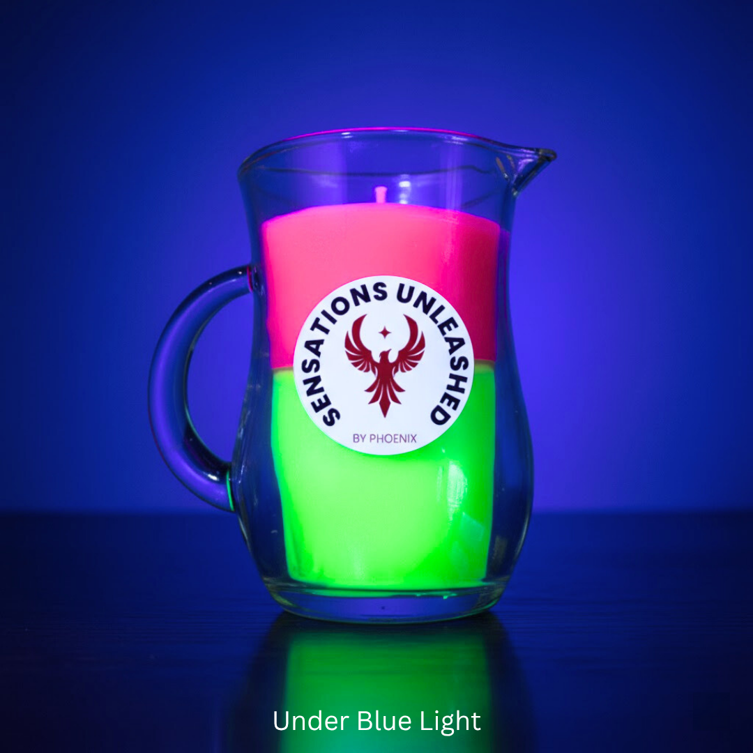 Sensations Unleashed BDSM UV Wax Play Glass Jar Candle with Handle In India - Double Colour